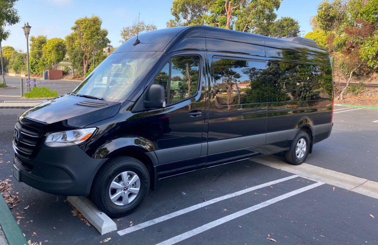 Black Mercedes-Benz Sprinter van